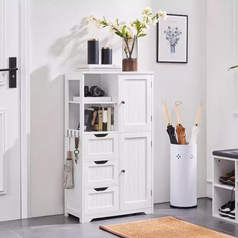 Yaheetech 42 Bathroom Storage Cabinet Floor Cabinet with 3 Drawers, White