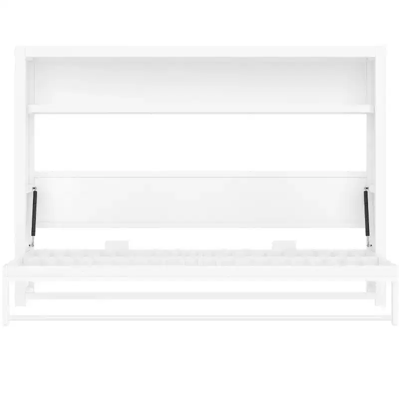 Bellemave Twin Murphy Bed with Shelves and Foldable,Metal Wall Murphy Bed Frame with Space-Saving Design