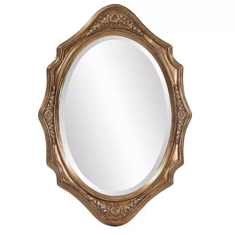27x19 Wood Oval Framed Wall Mirror, Bronze Finish