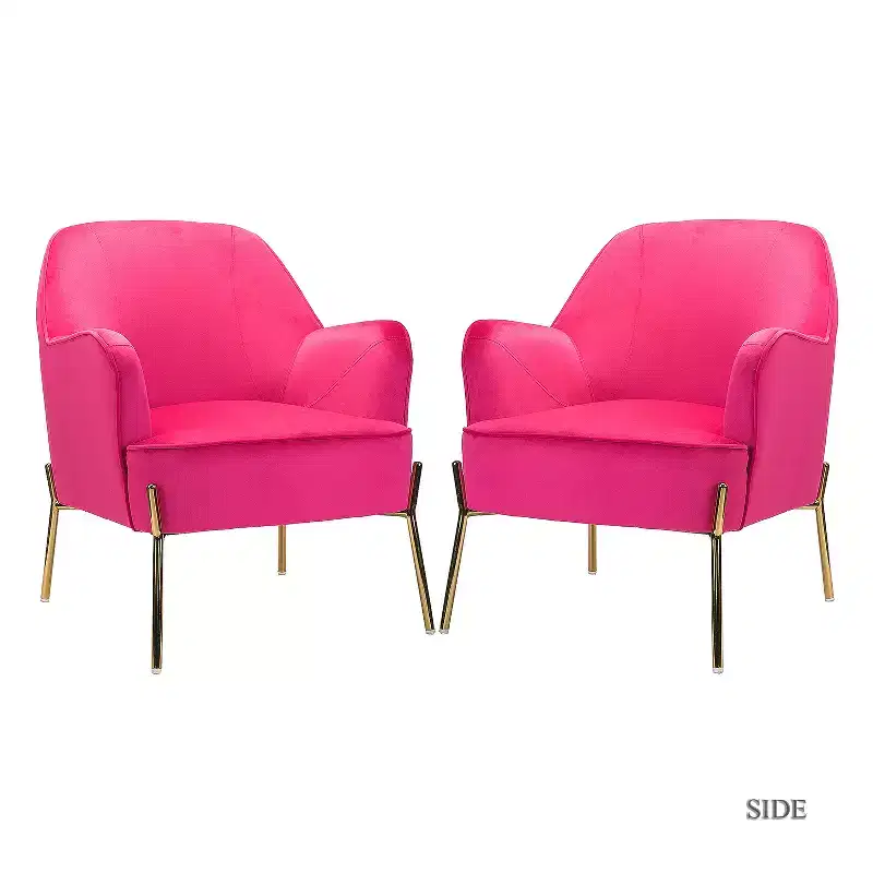Odo Velvet Accent Comfy Living Room Arm Chair Upholstered Padded Seat Set of 2 | Karat Home