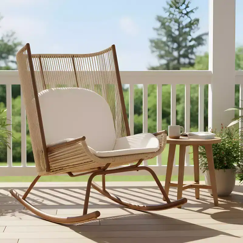 Christopher Knight Home Katerina Farmhouse Outdoor Woven Rattan Rocking Chair with Cushions