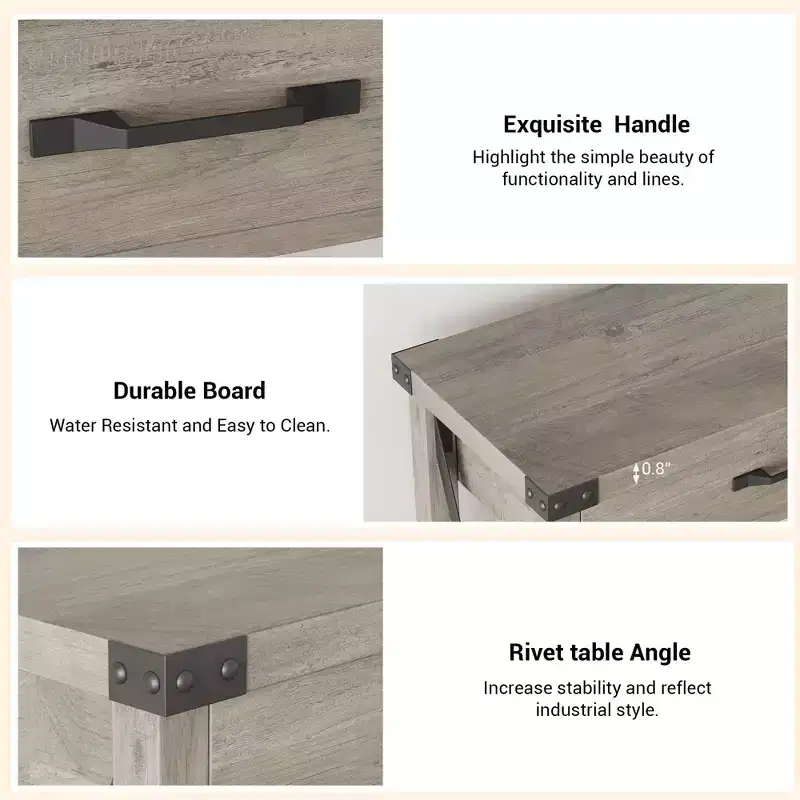 Gray Console Table with 2 Drawers, X-Metal Legs, Open Shelf – 110x30x80cm, 1-Person Use