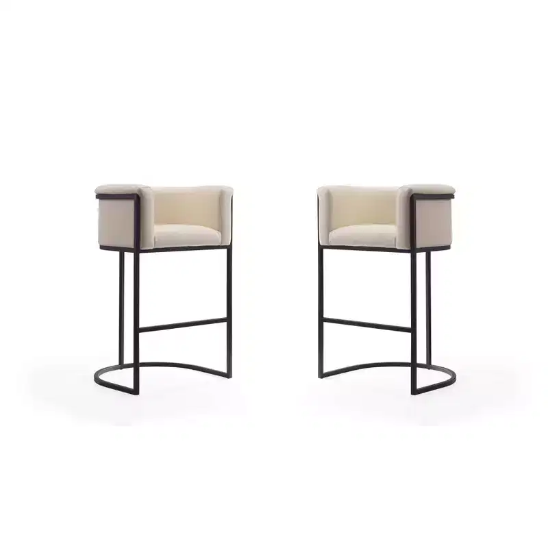 Set of 2 Cosmopolitan Upholstered Metal Barstools - Manhattan Comfort