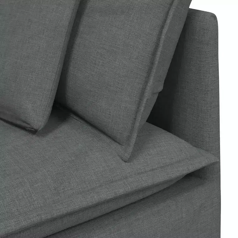 vidaXL Modular Sofa with Footstool & Cushions Fabric Dark Gray - Dark Gray