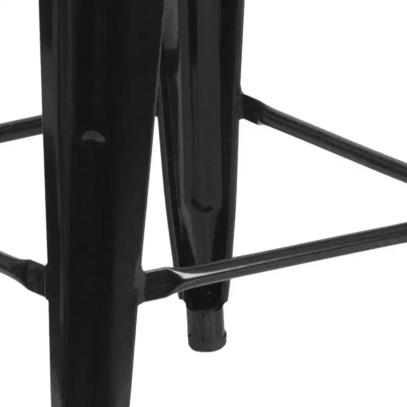 30 High Backless Metal Barstool with Square Wood Seat