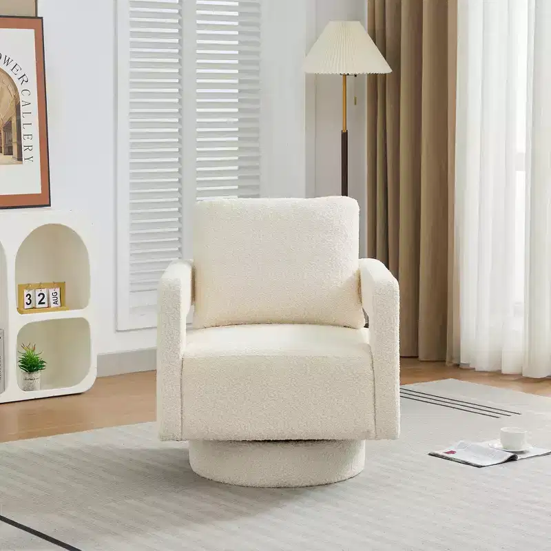 29.13 W Modern Square Swivel Accent Chair, 360 Degree Rotating Arm Chair with Open Back - ModernLuxe