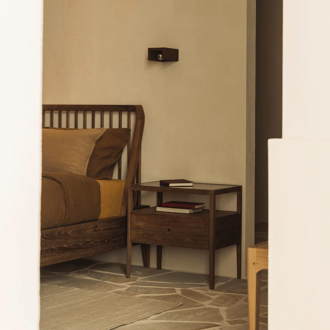 Traditional Natural Bedside Table for Bedroom