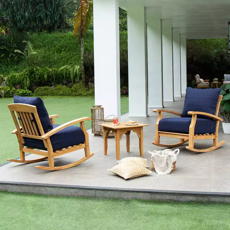 Sonoma Lane Amherst Teak Patio Rocking Chair with Zippered Cushion and Frame