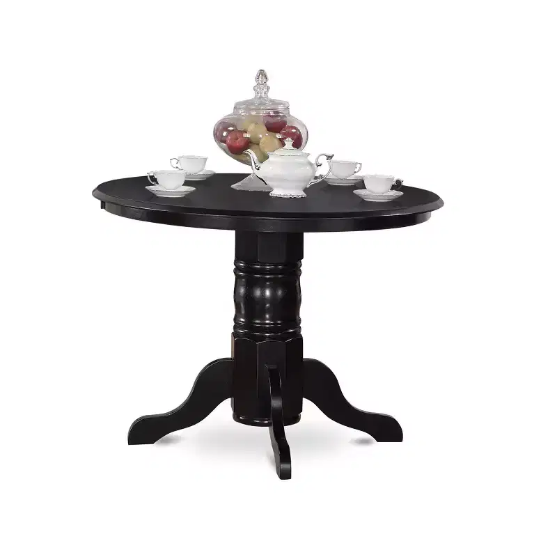 HomeStock 5 Piece Round Kitchen Dining Set Black