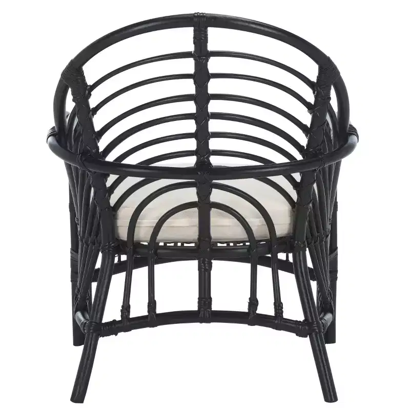 Rattan Accent Chair with Removable Cushion & Wood Frame