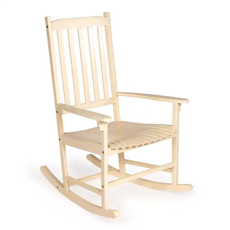 Seagrove Farmhouse Classic Slat-Back 350-LBS Support Acacia Wood Outdoor Rocking Chair- JONATHAN Y