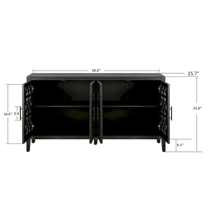 Hollow Four Door Antique Cabinet,American Country Style