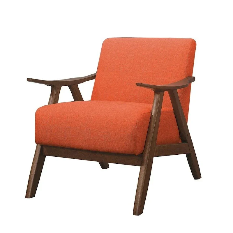 Accent Chair with Curved Armrests and Cushioned Seat – Orange