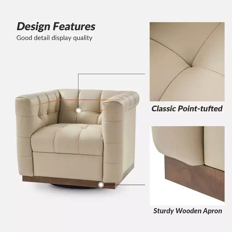 Frankie Modern Genuine Leather Swivel Club Chair| HULALA HOME