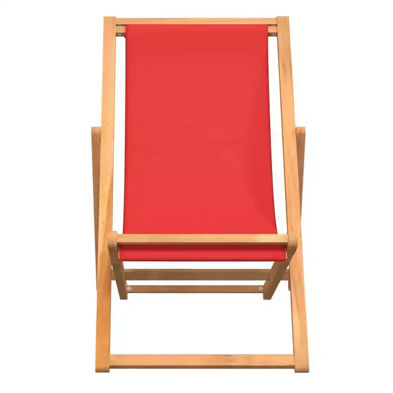 vidaXL Beach Chair Solid Teak wood, fabric Foldable Beach Chair