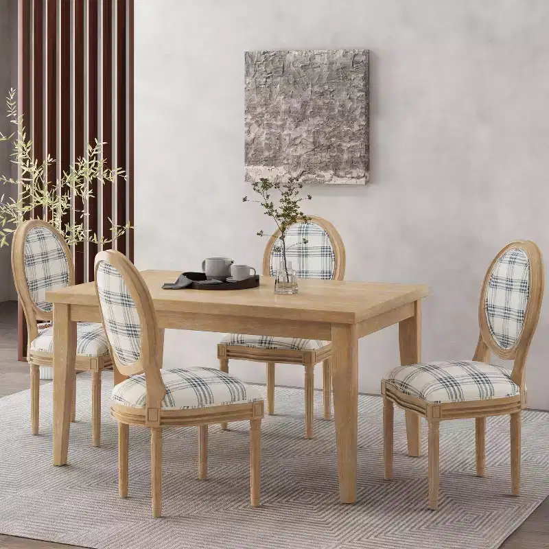 GDFStudio Newman Traditional Upholstered Rubberwood Dining Chairs (Set of 4)