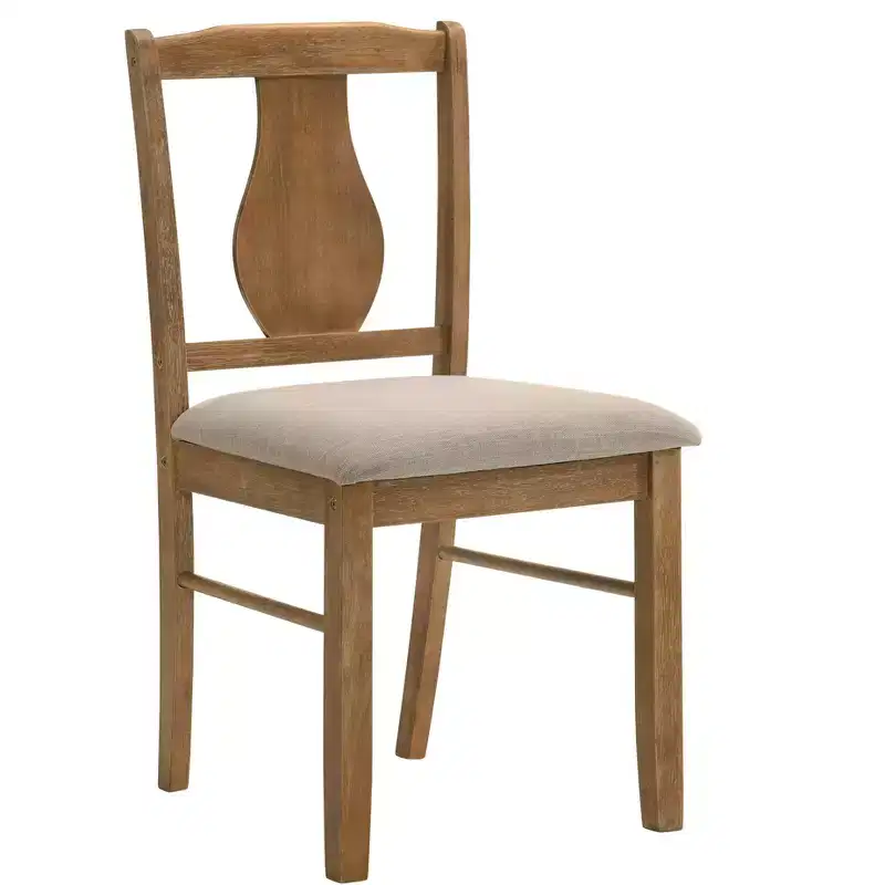 Fabric and Rubberwood 5 Piece Dining Set with Padded Chairs