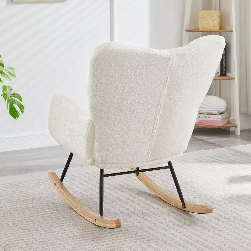 High-Back Rocking Chair – Green / Ivory / Pink, Single Seat, Upholstered