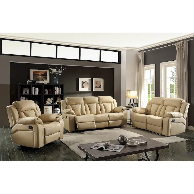 Daria 85 in. W Flared Arm Faux Leather Straight Reclining Sofa - 37L x 85W x 41H