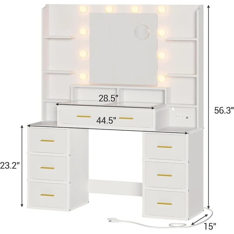 Makeup Vanity Table with 10x Magnifying Mirror Vanity Desk Glass Top