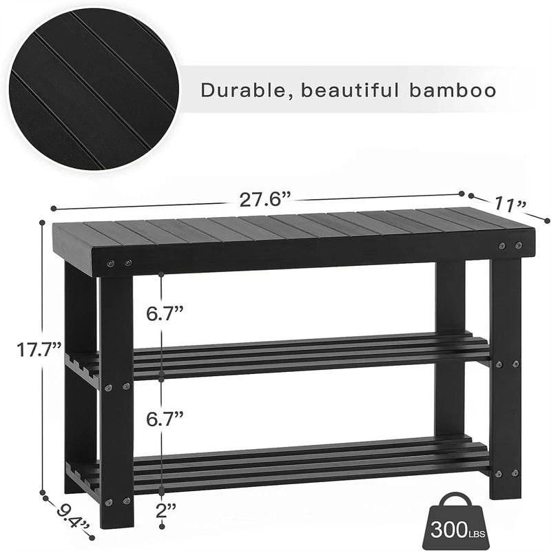 3-Tier Shoe Rack Bench - 11D x 27.6W x 17.7H