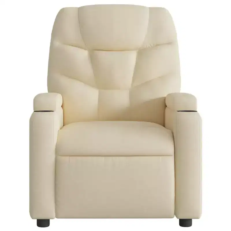 vidaXL Cream Fabric Recliner Chair - 6-Point Vibration Massage, Adjustable Back & Footrest