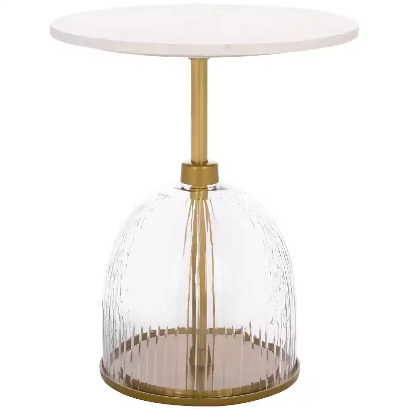 Modern Iron, Glass & Marble Side Table for Contemporary Home Decor
