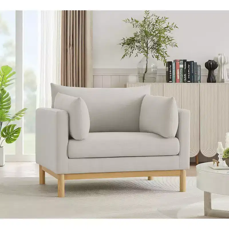 Meridian Furniture,Langham Linen Textured Fabric Chair