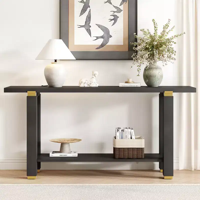 Pine & MDF Console Table with Open Shelf 62.9''L