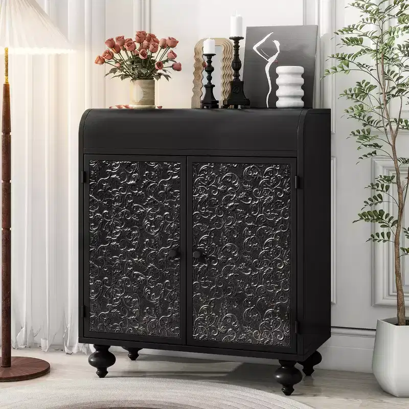 Art Accent Cabinet with 2 Doors, Distressed Decorative Sideboard Buffet Cabinet