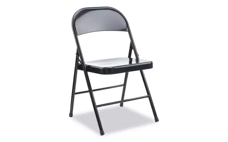 Alera Armless Steel Folding Chair, Supports Up to 275 lb, Black Seat, Black Back, Black Base, 4/Carton