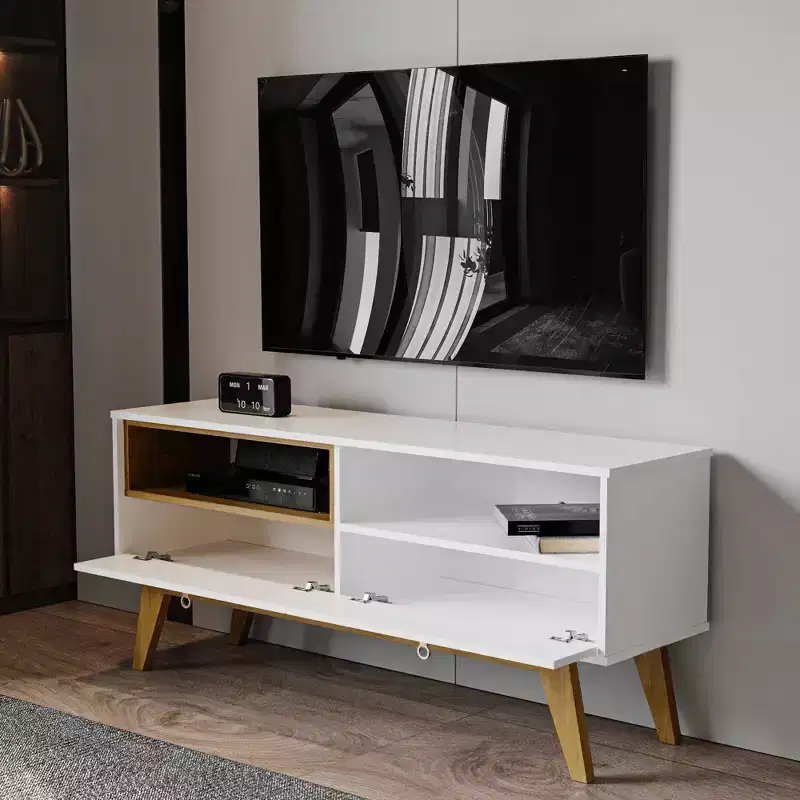 Olympia TV Stand for TVs up to 55-Inch - Black, Open Shelves