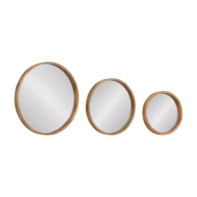 Kate & Laurel All Things Decor (Set of 3) Valenti Round Wall Mirror Set Rustic Brown