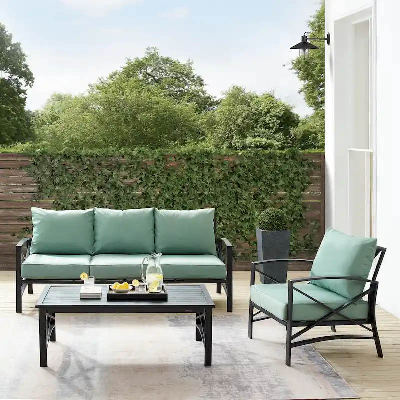 Crosley Kaplan 3Pc Outdoor Sofa Set - 119 W x 68.5 D x 32 H