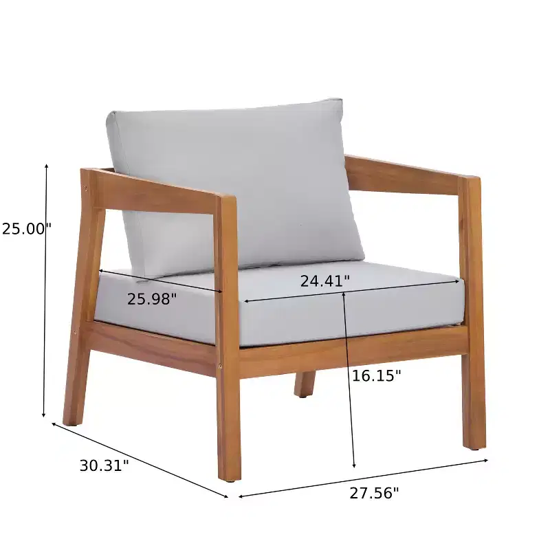 Christopher Knight Home Kittisak Farmhouse Acacia Wood Upholstered Patio Lounge Chairs with Cushion (Set of 2)