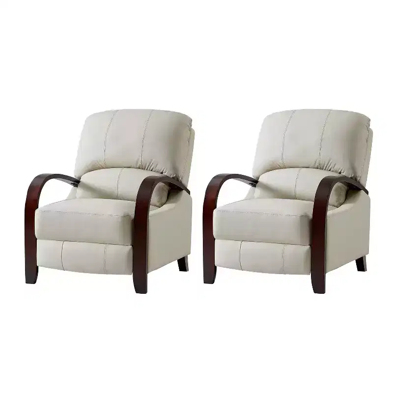 Set of 2 Genuine Leather Manual Recliner Chairs, 159° Recline