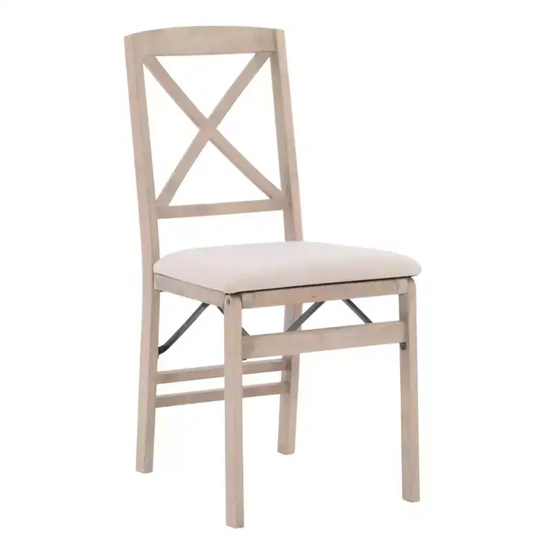 X-Back Folding Dining Chairs Set of 2 - Gray Wash