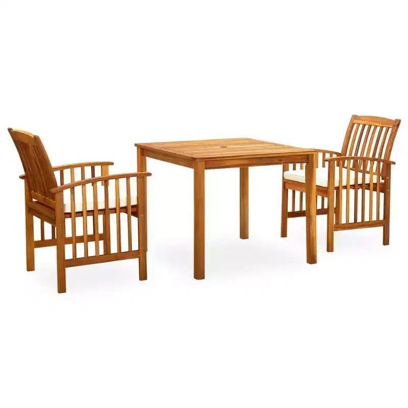 vidaXL Acacia Wood Dining Set with Cushions/Dark 3/5 Piece