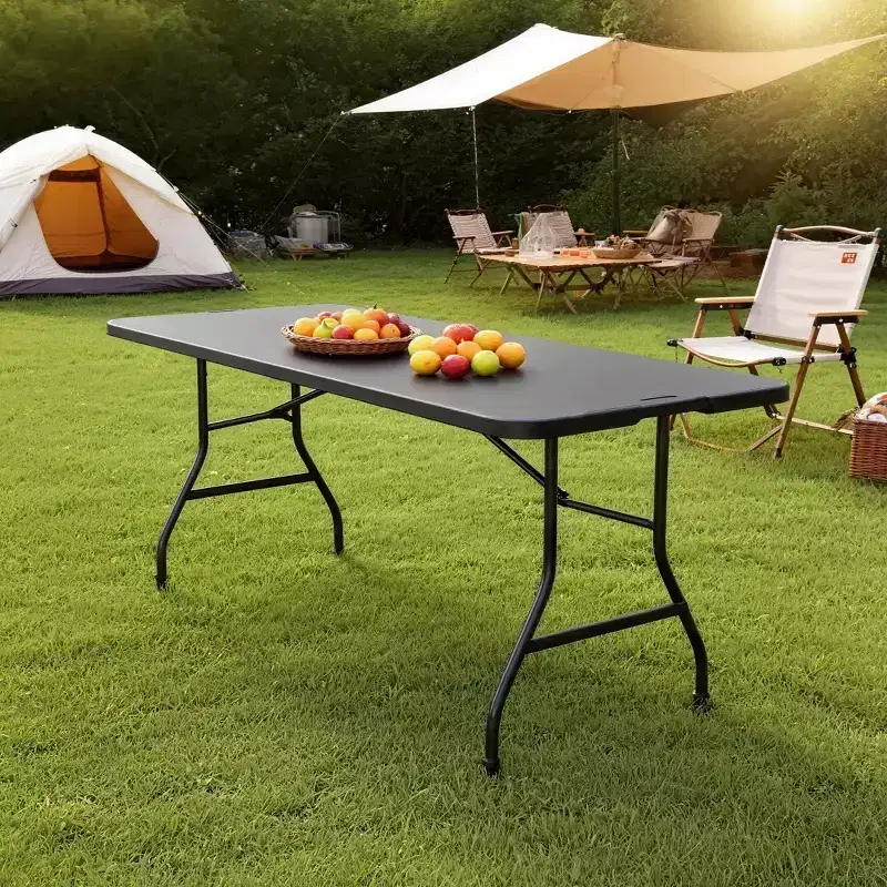 Dyonery foldable table, black matte design, anti-slip and wear-resistant bottom of the stand, waterproof tabletop. used both indoors and outdoors