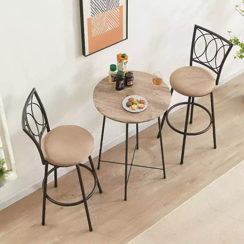 VECELO Bar Stools Adjustable Height Set of 2, 24/29 Swivel Counter Stools with Upholstered Seat, Steel Bistro Pub Chairs