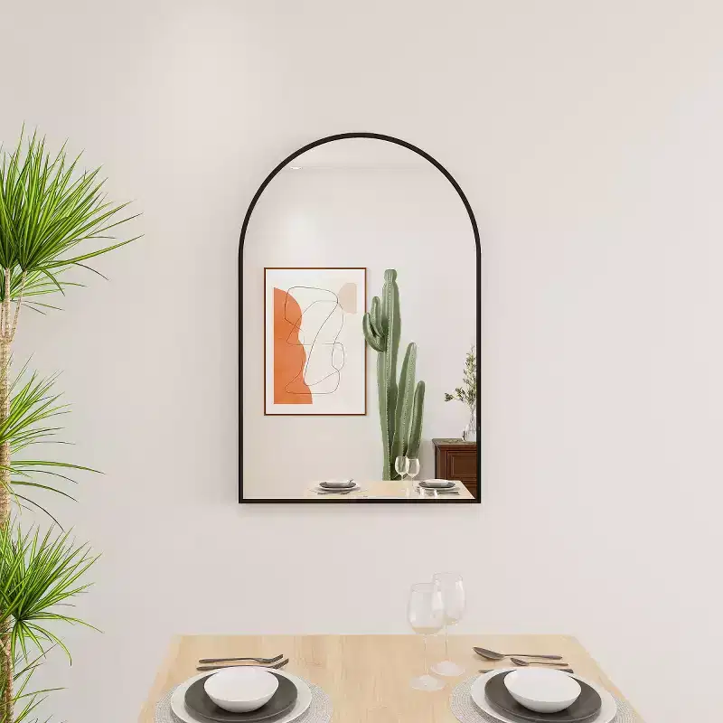 Contemporary 36 x 24 Arched Wall Mirror, Arch-shaped Bathroom Vanity Mirror with Aluminum Alloy Frame - Panipeachy