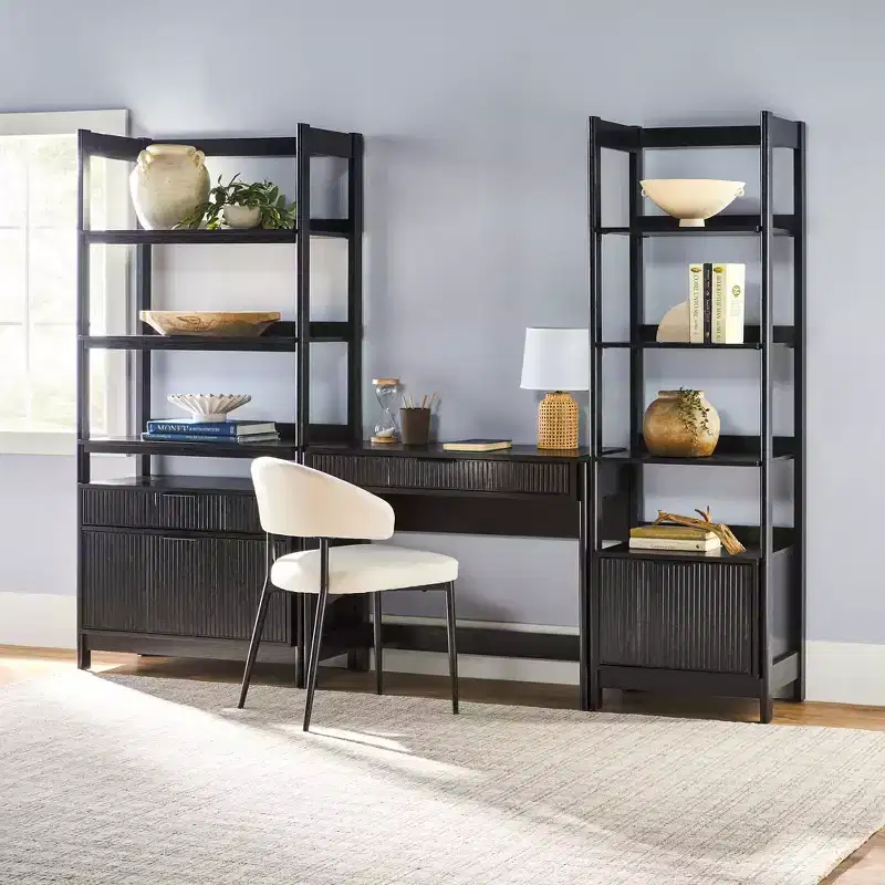 Saracina Home 3pc Transitional Desk with 1 Narrow Bookcase and 1 Wide Bookcase