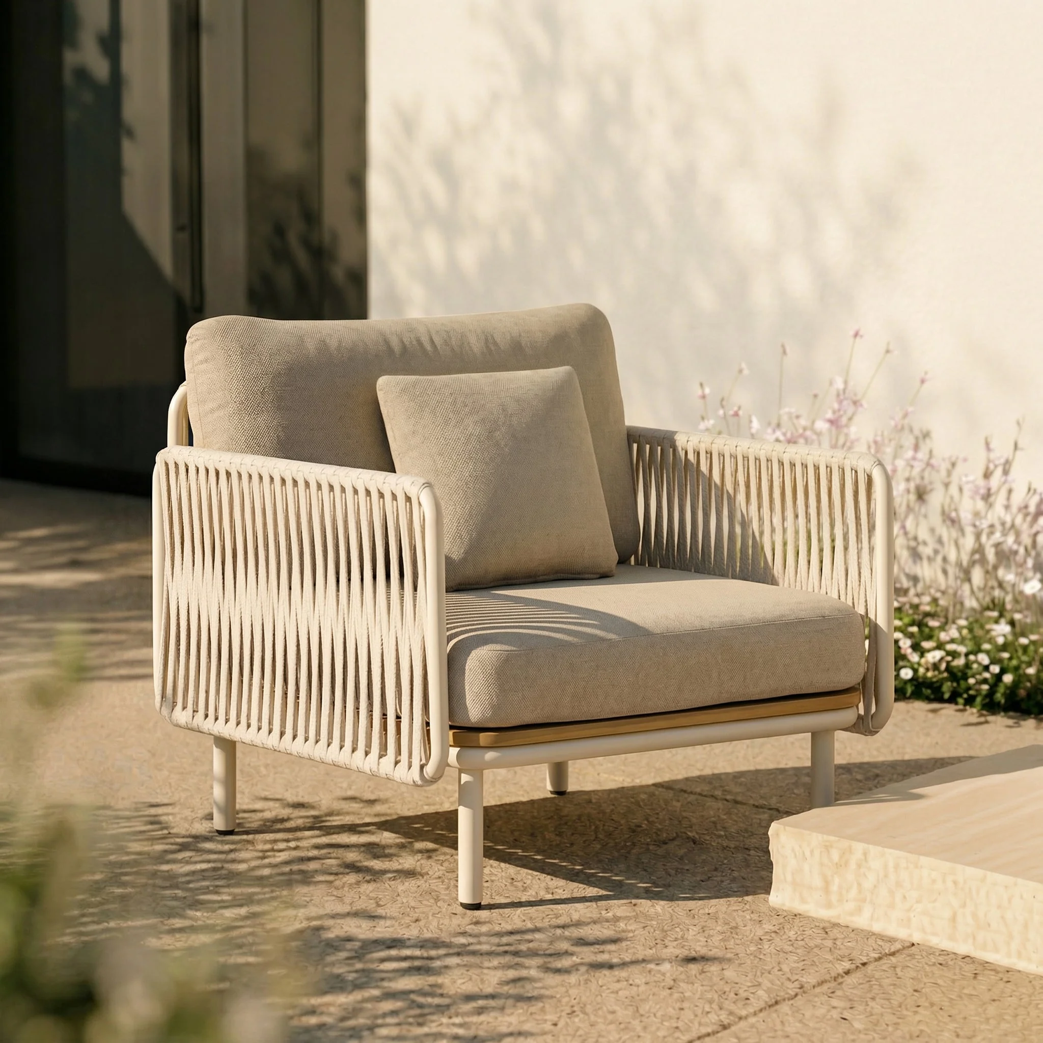 Modern Stone Lounge Chair with Weather-Resistant Build for Living Room