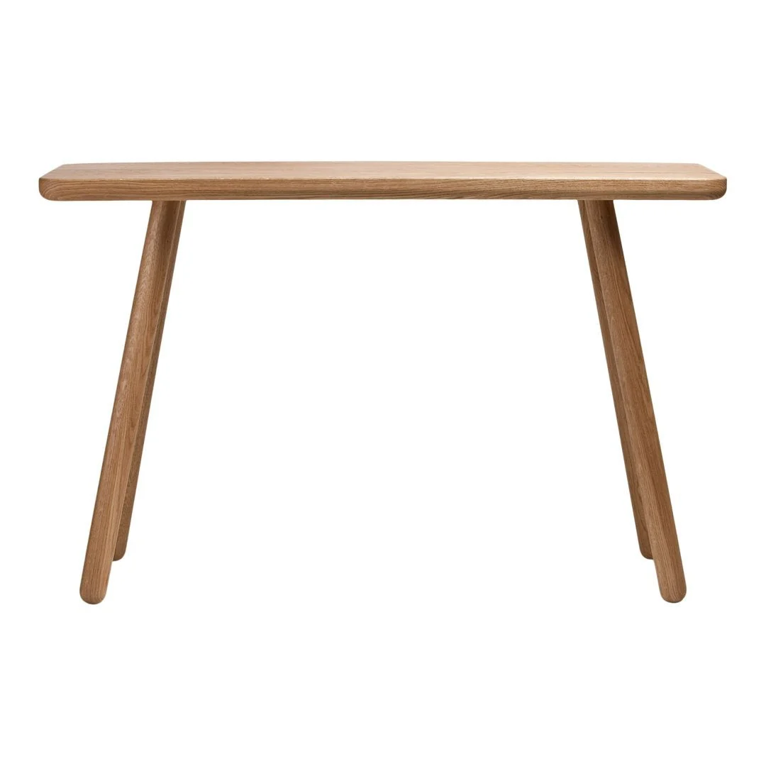 Classic Solid Ash Console Table with Screw-In Turned Legs for Hallway or Living Room