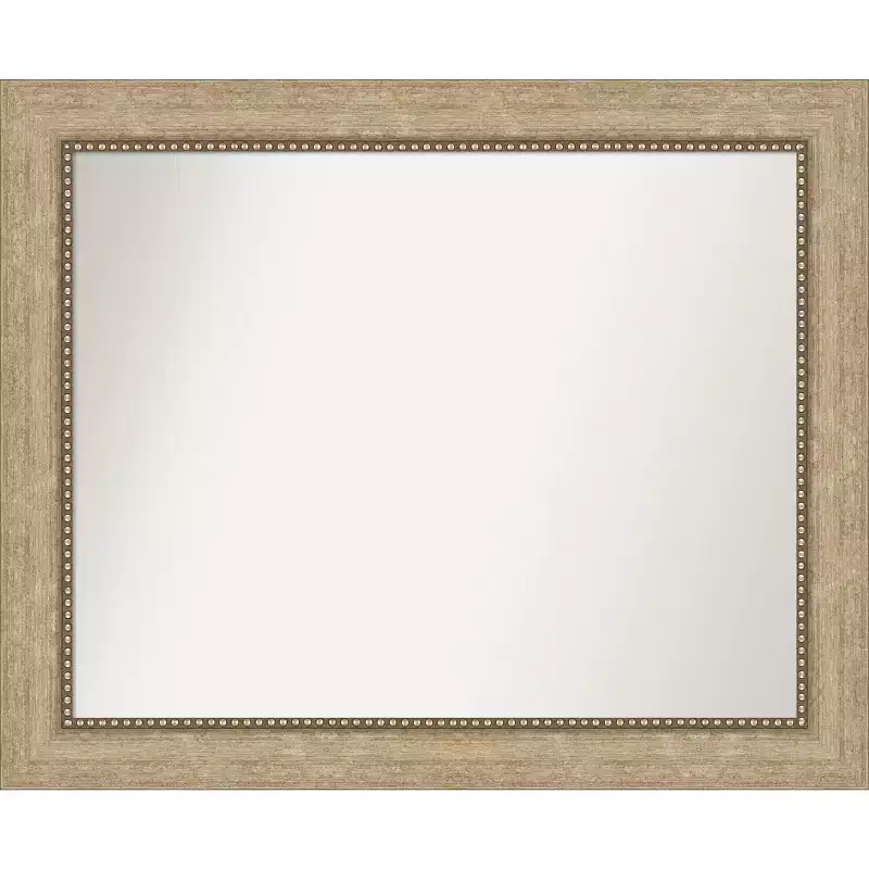 Amanti Art Astor Champagne Non-Beveled Bathroom Wall Mirror