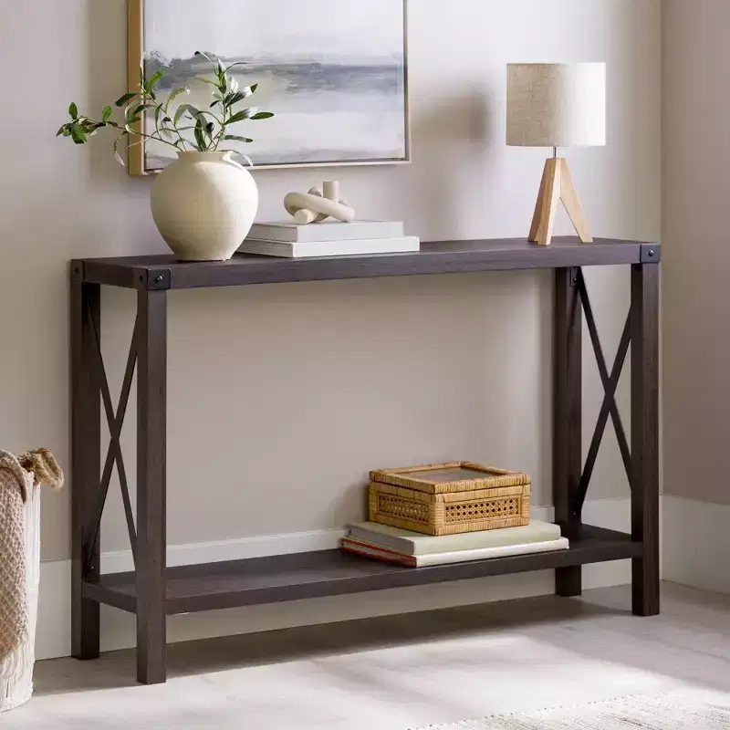 Sophie Rustic Industrial X Frame Entry Table - Saracina Home