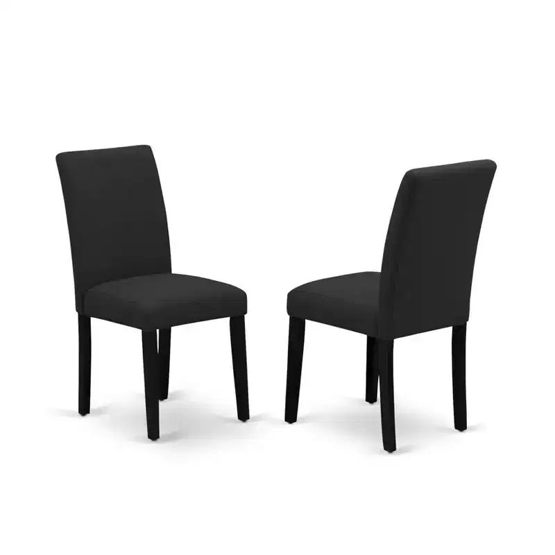 HomeStock Belmont 3 Piece Dinette Sets Contains 1 Wooden Dining Table and 2 Black Linen Fabric Dinning Chairs , High Back ? Wire Brushed Black Finish