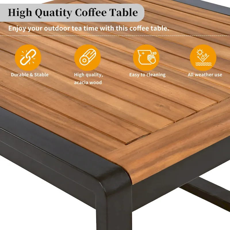 4-Pieces Patio L-shaped Conservation Sofa Set with Coffee Tables