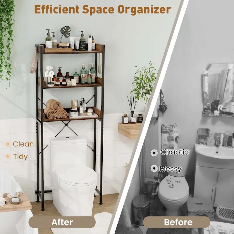 Costway 3-Tier Over-The-Toilet Bathroom Shelf Metal Frame Space Saver - See Details