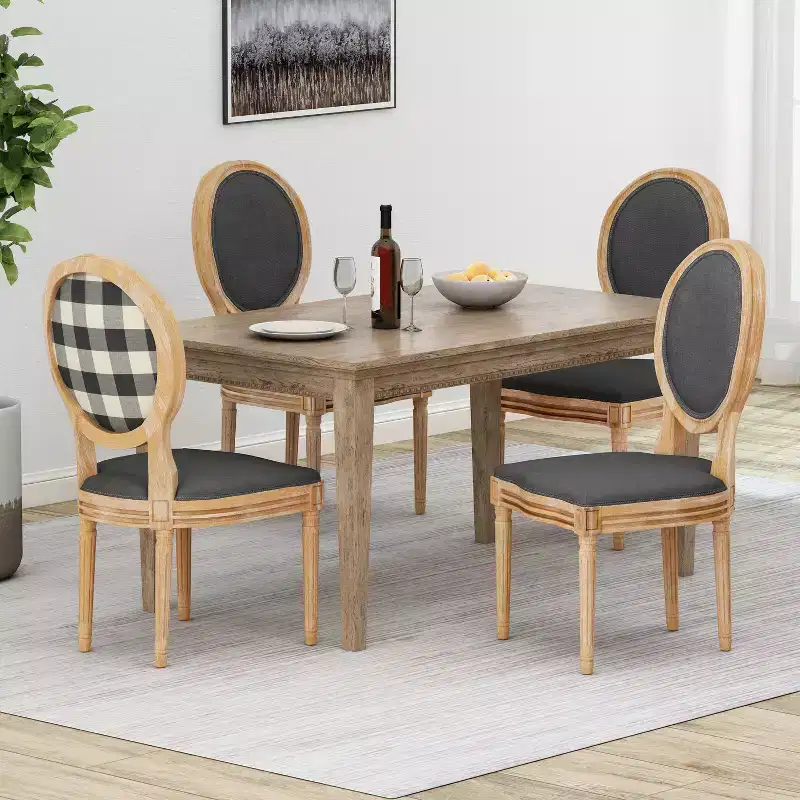 GDFStudio Newman Traditional Upholstered Rubberwood Dining Chairs (Set of 4)